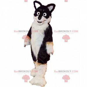 Mascote tricolor de cão husky, fantasia de cachorro peludo -