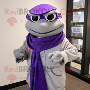 Lavender Attorney mascot costume character dressed with a Turtleneck and Wraps