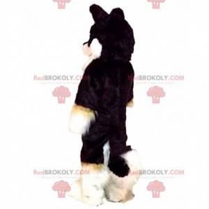 Mascotte de chien husky tricolore, costume de chien poilu -