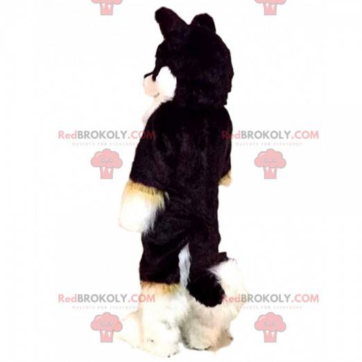 Mascote tricolor de cão husky, fantasia de cachorro peludo -