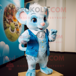 Sky Blue Dormouse mascot costume character dressed with a Romper and Ties