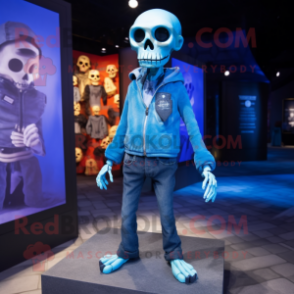 Blue Graveyard mascot costume character dressed with a Skinny Jeans and Shoe clips