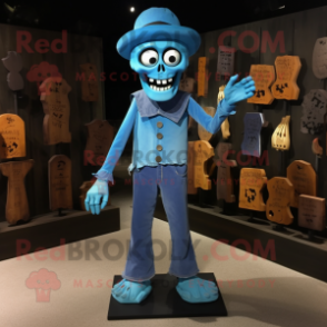 Blue Graveyard mascot costume character dressed with a Skinny Jeans and Shoe clips