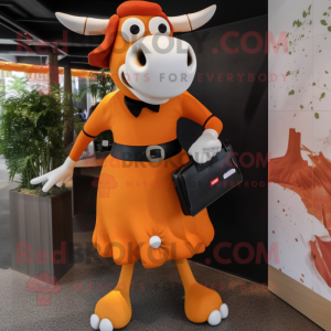Orange Cow maskot kostym...
