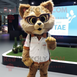 Tan Lynx maskot kostume...