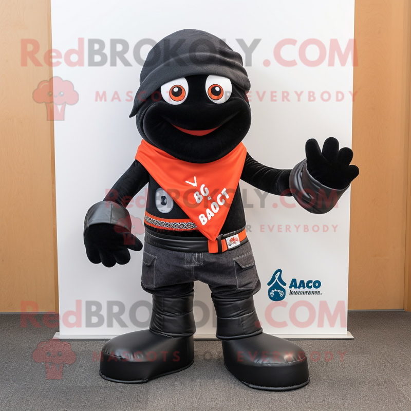 Black Alliance mascot costume character dressed with a Bootcut Jeans and Scarf clips Black Alliance mascot costume character dressed with a Bootcut Jeans and Scarf clips