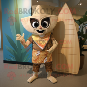 Tan Pho mascot costume character dressed with a Board Shorts and Wraps