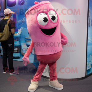 Pink Cod mascot costume character dressed with a Skinny Jeans and Cummerbunds