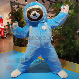 Sky Blue Sloth mascotte...