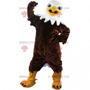 Mascote de águia marrom orgulhosa e majestosa, fantasia de