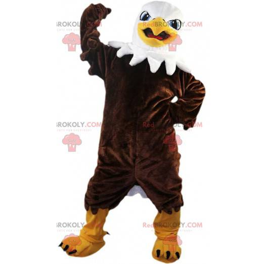 Proud and majestic brown eagle mascot, vulture costume -