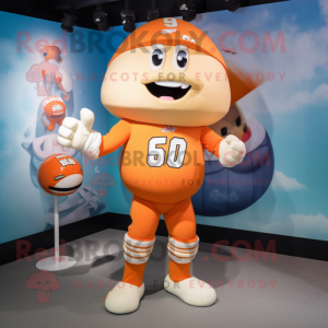 Peach American Football Helmet mascot costume character dressed with a Playsuit and Ties