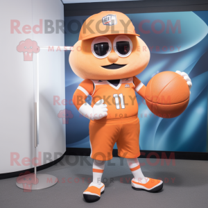 Peach American Football Helmet mascot costume character dressed with a Playsuit and Ties