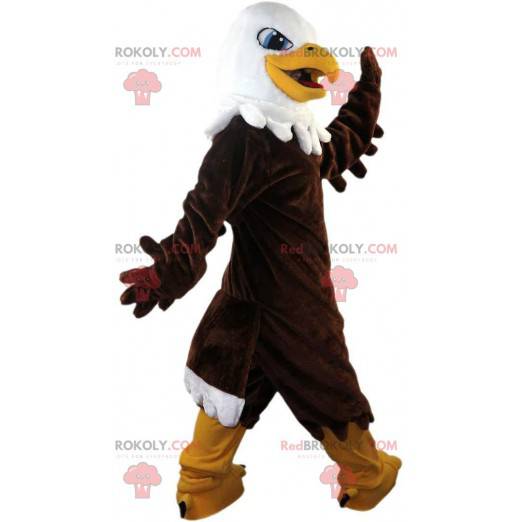 Proud and majestic brown eagle mascot, vulture costume -
