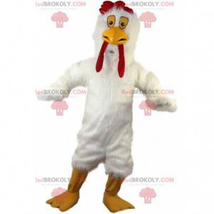 Mascote galinha branca gigante, fantasia de caçarola, frango -
