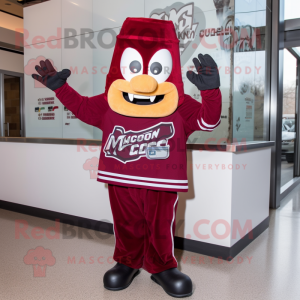Maroon Nachos mascot costume character dressed with a Sheath Dress and Mittens