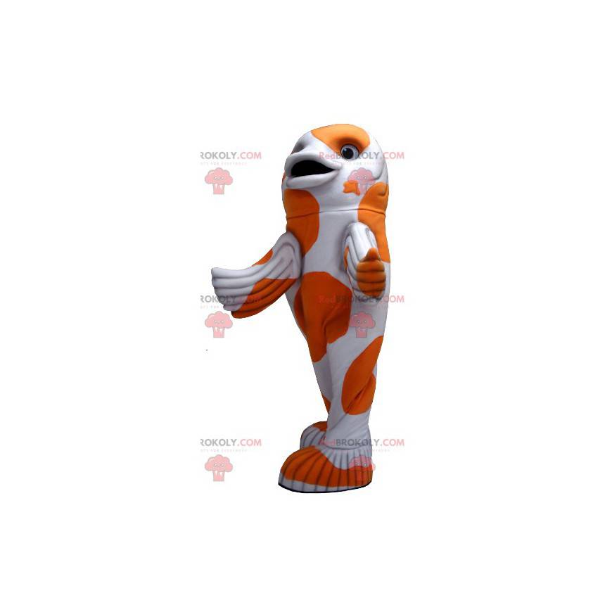 Witte en oranje vis mascotte - Redbrokoly.com