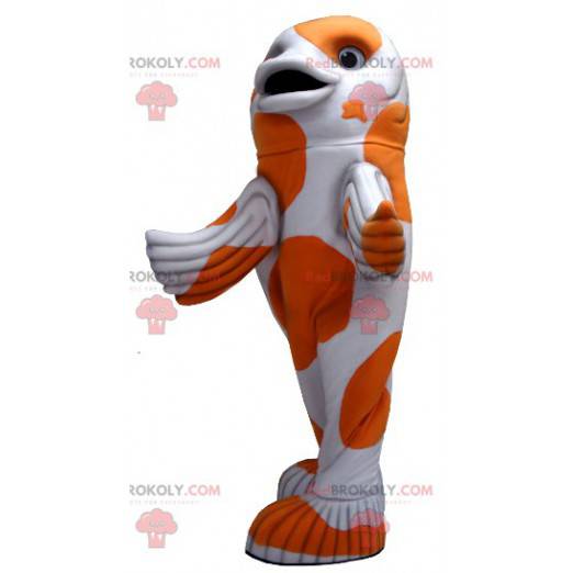 Mascotte de poisson blanc et orange - Redbrokoly.com