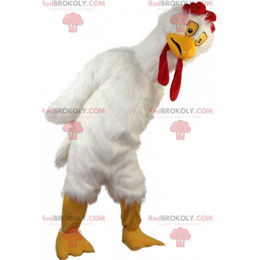 Mascot gallina blanca gigante, traje de cazuela, pollo -