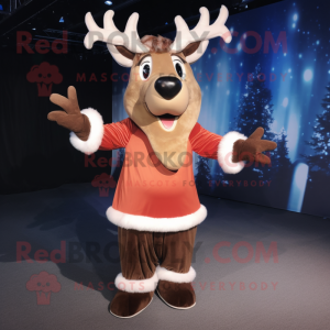 nan Reindeer mascot costume character dressed with a Pleated Skirt and Mittens