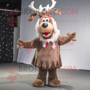 nan Reindeer mascot costume character dressed with a Pleated Skirt and Mittens