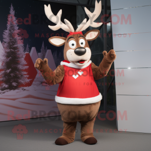 nan Reindeer mascot costume character dressed with a Pleated Skirt and Mittens