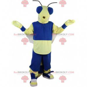 Mascotte de mouche, d'abeille jaune et bleue, costume d'insecte