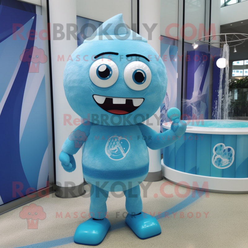 Cyan Ice mascot costume character dressed with a Bikini and Rings