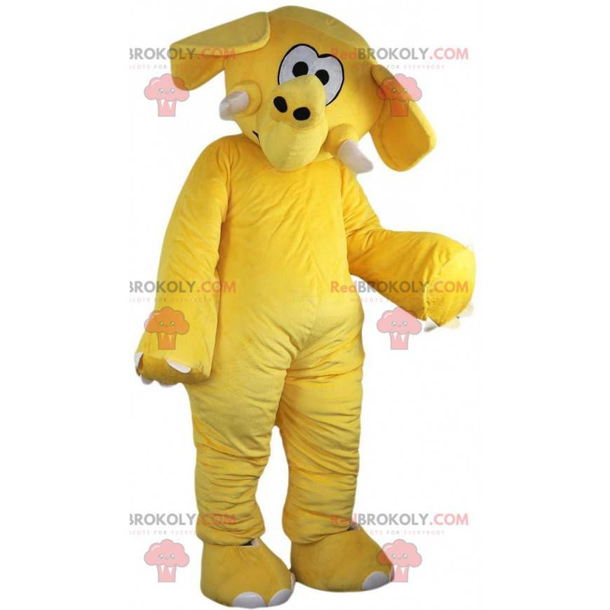 Mascote elefante amarelo, fantasia de elefante amarelo -