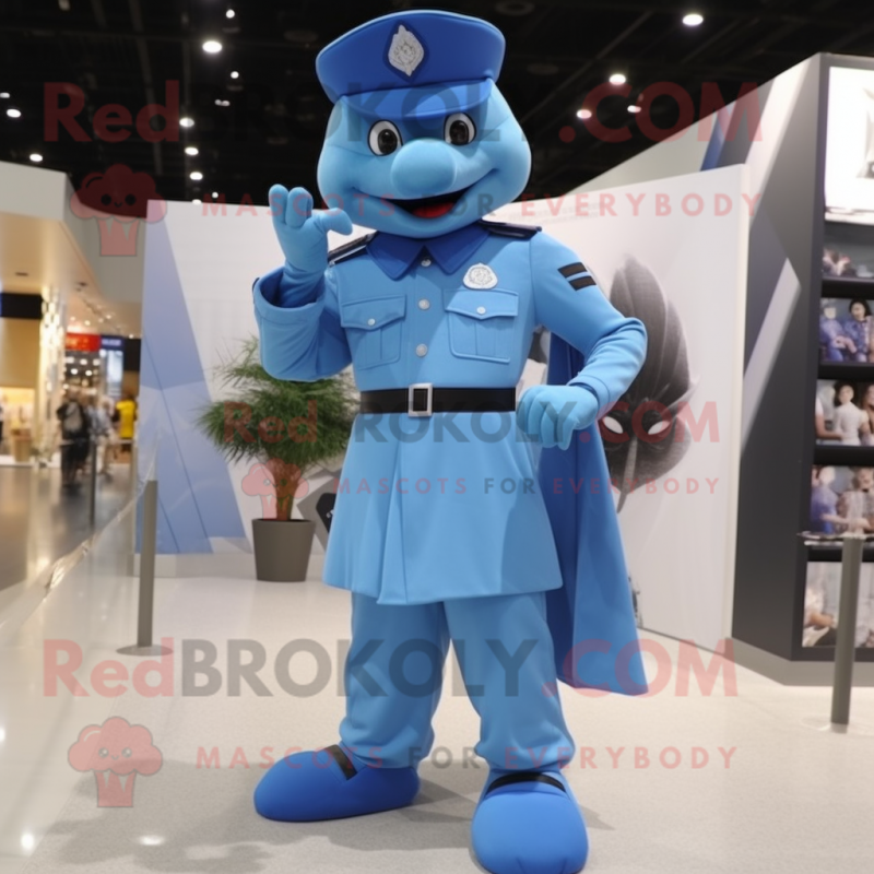 Sky Blue Air Force Soldier mascot costume character dressed with a Dress Pants and Wraps