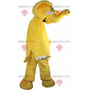 Mascotte d'éléphant jaune, costume d'éléphanteau jaune -