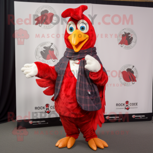 Red Roosters mascot costume character dressed with a Cover-up and Pocket squares