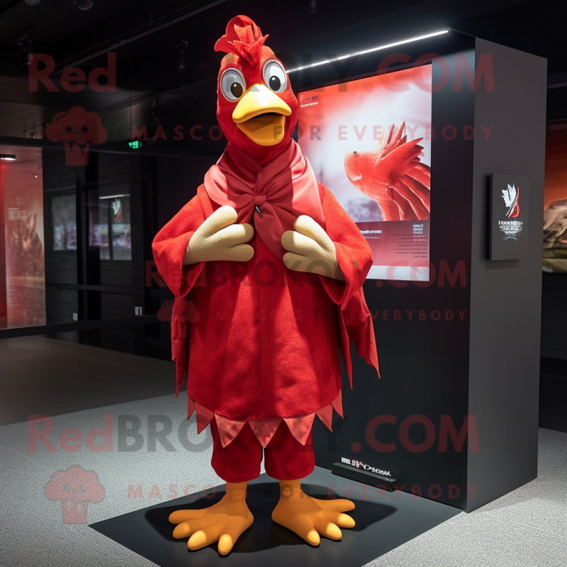 Red Roosters mascot costume character dressed with a Cover-up and Pocket squares