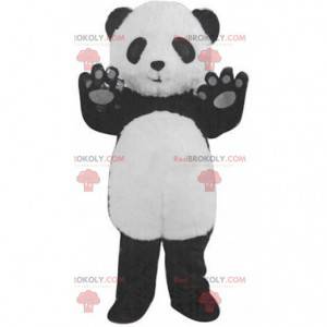 Mascotte reusachtige zwart-witte panda, mooi teddybeerkostuum -