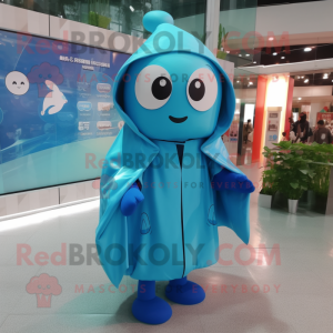 Cyan Momentum maskot kostym...