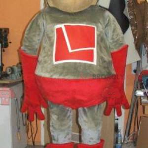 Mascotte de super-héros gris et rouge - Redbrokoly.com