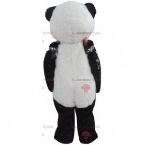 Mascotte reusachtige zwart-witte panda, mooi teddybeerkostuum -