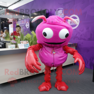 Magenta Crab Cakes mascot costume character dressed with a Coat and Hairpins