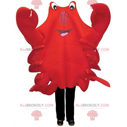 Mycket original maskot med röd krabba, skaldjursdräkt -