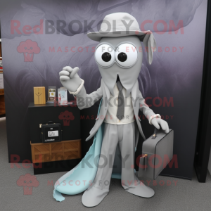 Silver Squid maskot kostym...