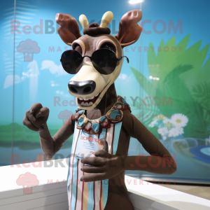 nan Okapi mascot costume character dressed with a Bikini and Sunglasses