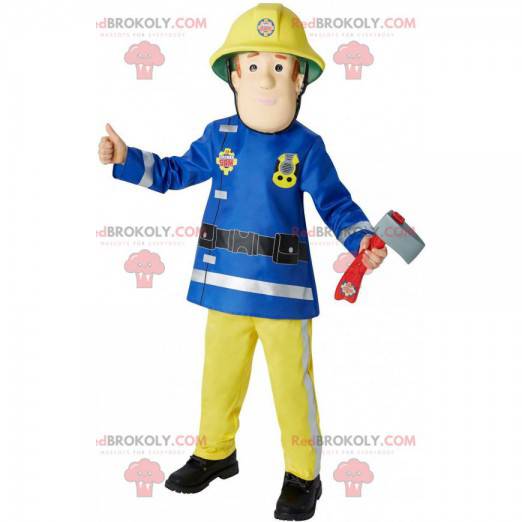 Maskot hasič s uniformu a helmu - Redbrokoly.com