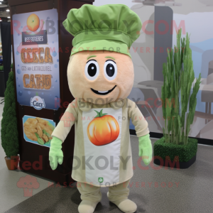 Peach Caesar Salad mascot costume character dressed with a Romper and Hats