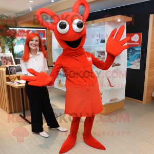 nan Lobster Bisque mascot costume character dressed with a Dress Pants and Hairpins