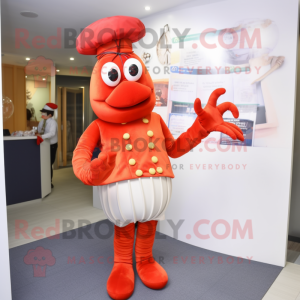 nan Lobster Bisque mascot costume character dressed with a Dress Pants and Hairpins