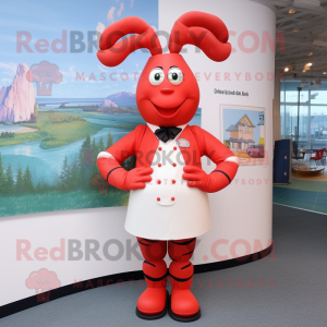 nan Lobster Bisque mascot costume character dressed with a Dress Pants and Hairpins