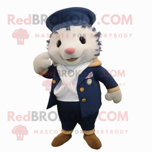 Navy Hedgehog mascot costume character dressed with a Chinos and Scarves
