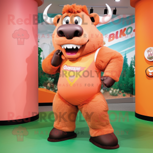 Peach Bison maskot drakt...