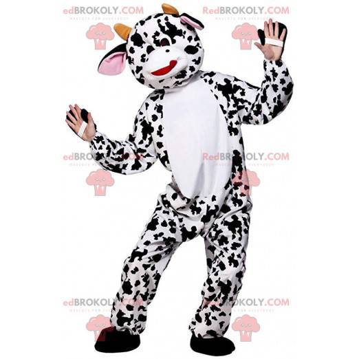 Giant white cow mascot with brown spots - Redbrokoly.com