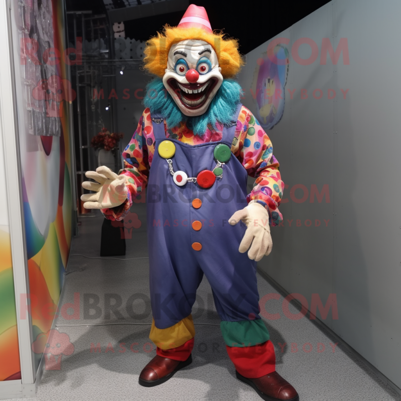 nan Evil Clown mascot costume character dressed with a Overalls and Cufflinks